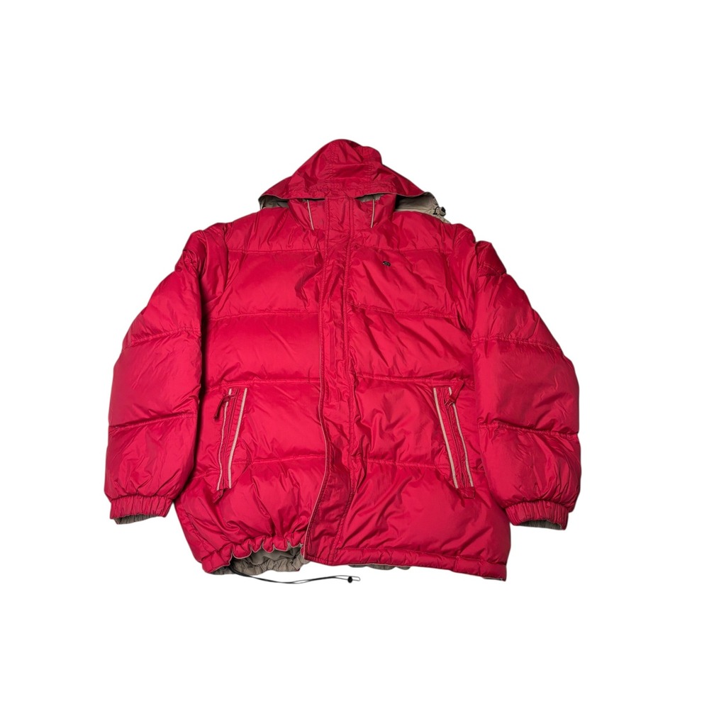 Lacoste Red Puffer Jacket Hooded Full Zip‎ Winter Warm Mens 54/5
